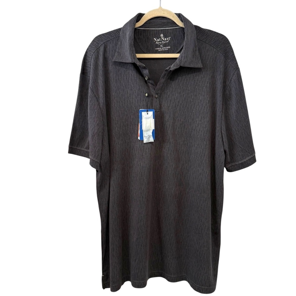 NWT Nat Nast Luxury Original Polo Shirt Black Grey Pattern Size XL